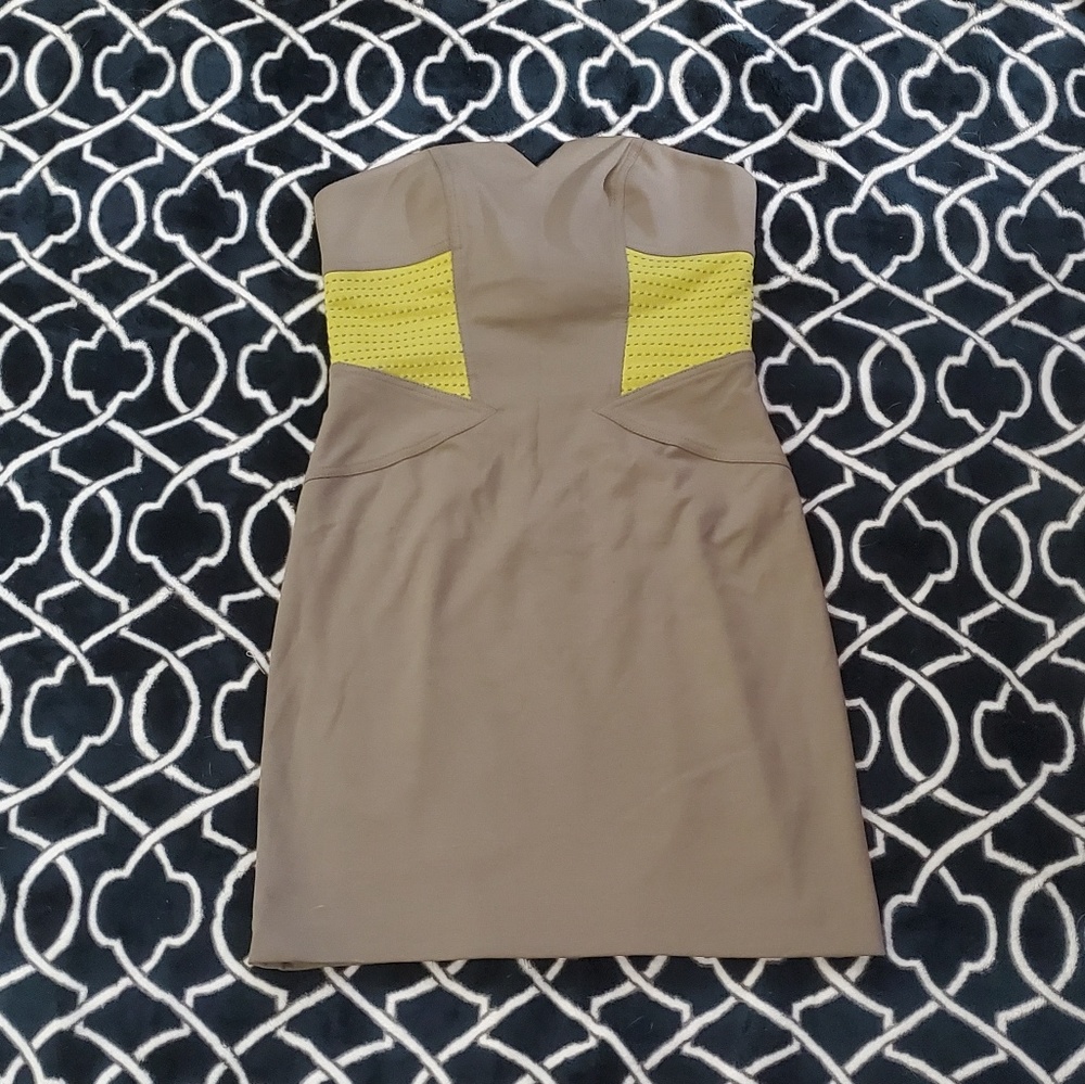 NWT BCBGeneration Green Gray Strapless Dress